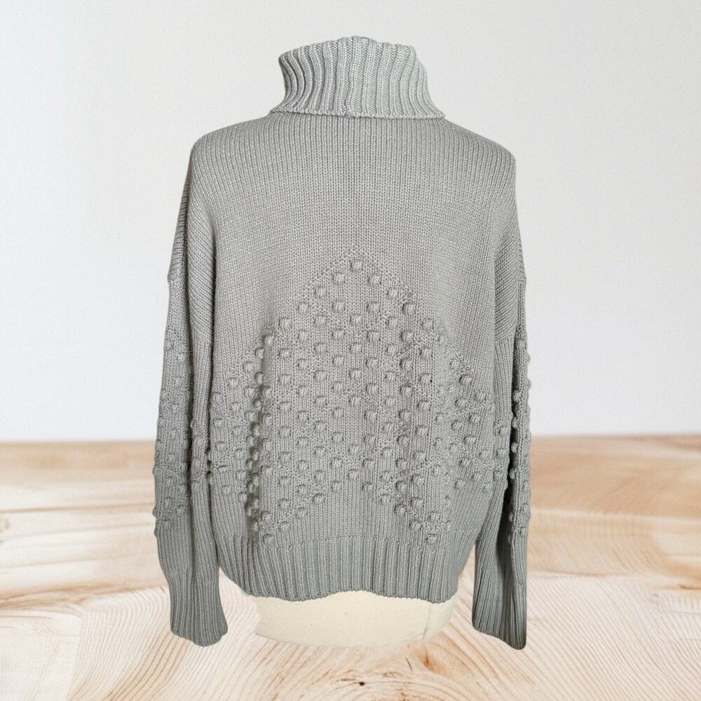 Splendid Elvira Bobble Knit Turtleneck Sweater Sz L Womens 48" Bust Juniper $188 - Picture 7 of 10